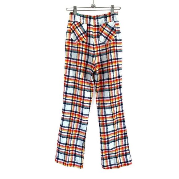 Vintage 1970’s Hi Waisted Plaid Bellbottom Pants - Picture 2 of 9